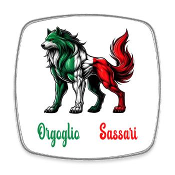 Le drapeau italien Fierté de Sassari - Magnet carré - blanc - Devant