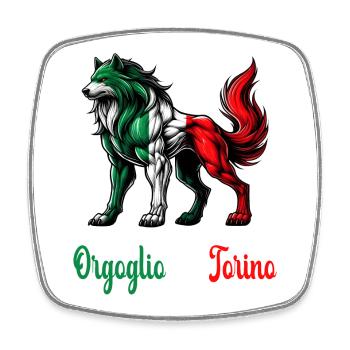 Der stolz von Turin Italien Flagge - Viereckiger Kühlschrankmagnet - Weiß - Vorne