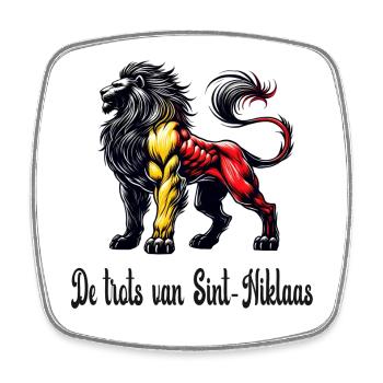 Sint-Niklaas lion flag design - Square fridge magnet - white - Front