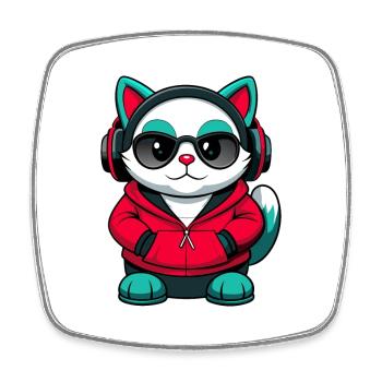 Chat Balinais Race Dessin animé Kawaii Animal Pet - Magnet carré - blanc - Devant