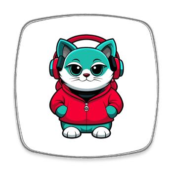 Bombai Cat Breed Cartoon Kawaii Animal Pet - Square fridge magnet - white - Front