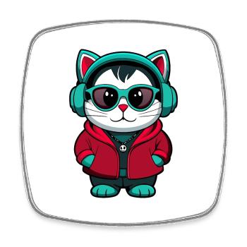 Bombay Chat Race Dessin animé Kawaii Animal Pet - Magnet carré - blanc - Devant