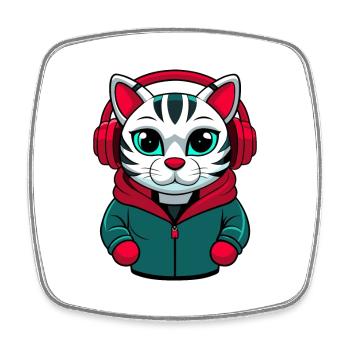 Bengalkatze Rasse Karikatur Kawaii Tier Haustier - Viereckiger Kühlschrankmagnet - Weiß - Vorne