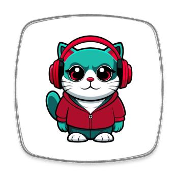 American Wirehair Cat Breed Cartoon Kawaii Animal - Square fridge magnet - white - Front