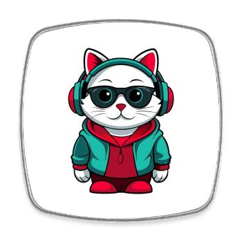 Bobtail américain Chat Race Dessin animé Kawaii Animal - Magnet carré - blanc - Devant