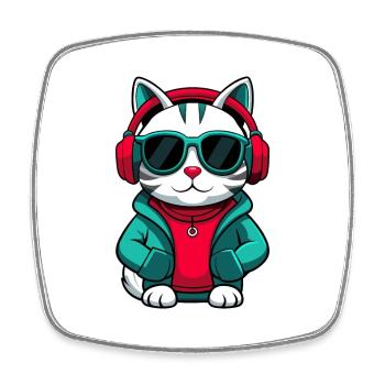 Arabian Egyptian Mau Cat Breed Cartoon Kawaii Pet - Square fridge magnet - white - Front