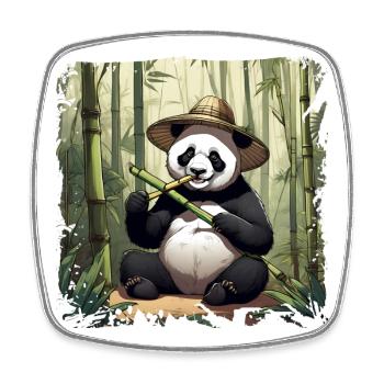 Panda eating! - Square fridge magnet - white - Front