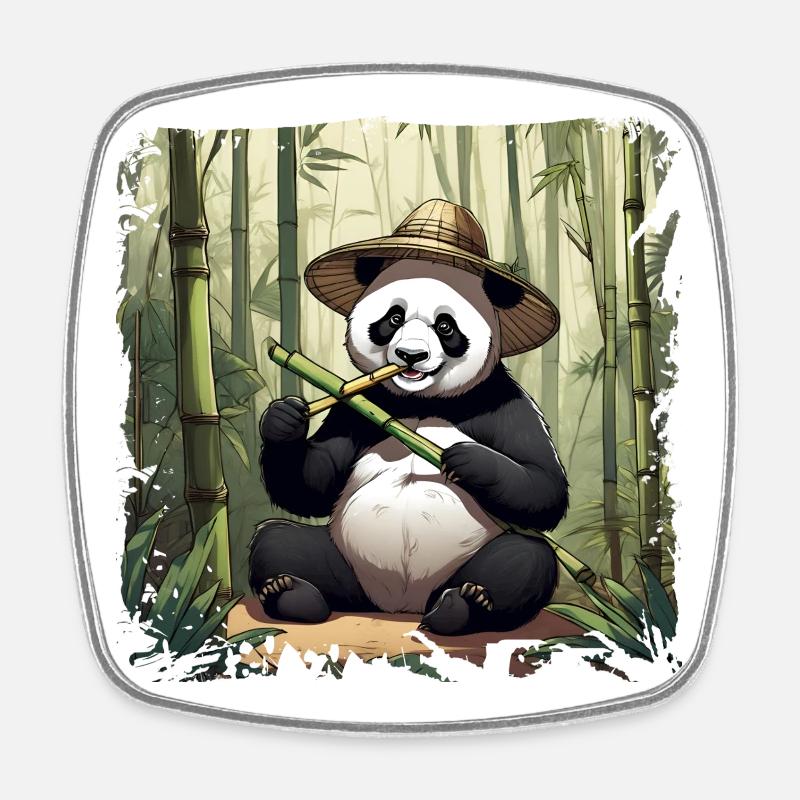 Panda eating! - Square fridge magnet - white