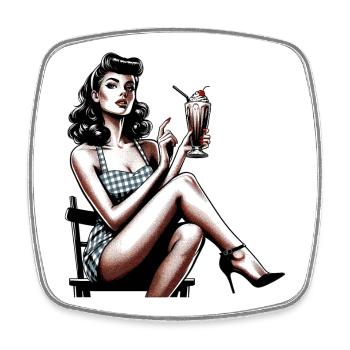 Rockabilly Milchshake retro vintage Geschenk - Viereckiger Kühlschrankmagnet - Weiß - Vorne