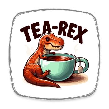 Tea Rex Tea Rex Tea Drinker Gift - Square fridge magnet - white - Front