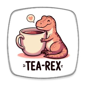 Tea Rex Tea Rex Tea Drinker Gift - Square fridge magnet - white - Front