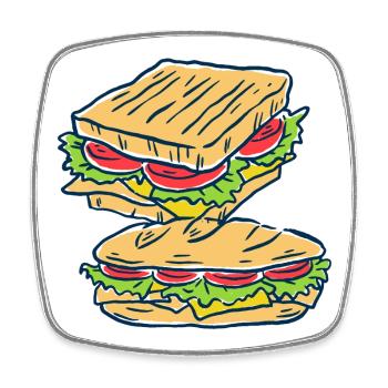 sandwich fast-food cuisinier cuisinier cuisinier - Magnet carré - blanc - Devant