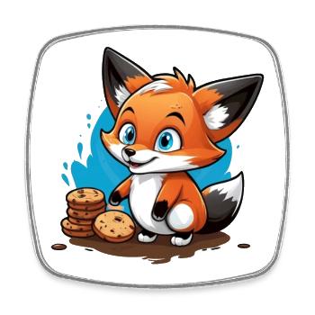 Kleiner Fuchs mit Schoko Keksen - Viereckiger Kühlschrankmagnet - Weiß - Vorne