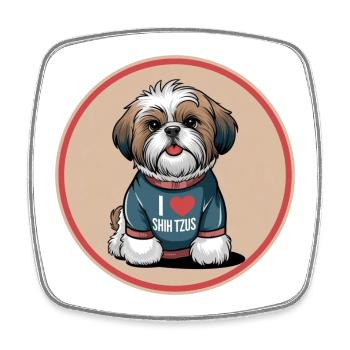 I Love Shih Tzus The cute lion dog to cuddle - Square fridge magnet - white - Front