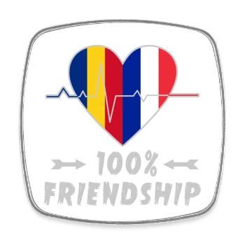 Rumänien und Frankreich 100% Freundschaft - Viereckiger Kühlschrankmagnet - Weiß - Vorne