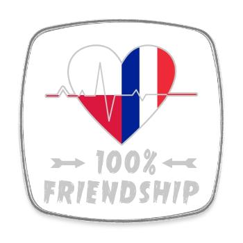 Polen und Frankreich 100% Freundschaft - Viereckiger Kühlschrankmagnet - Weiß - Vorne
