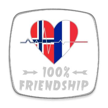 La Norvège et la France, une amitié à 100 % - Magnet carré - blanc - Devant