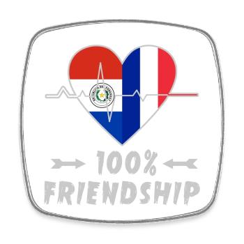 Paraguay and France 100% friendship - Square fridge magnet - white - Front