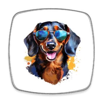 Dachshund with sunglasses - Square fridge magnet - white - Front