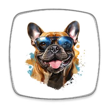 Frenchie with sunglasses - Square fridge magnet - white - Front
