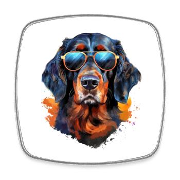 Gordon Setter with sunglasses - Square fridge magnet - white - Front