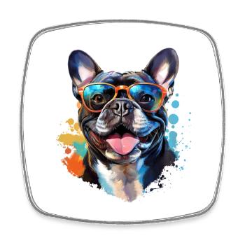 Frenchie with sunglasses - Square fridge magnet - white - Front