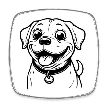 Image of the head of a cheerful dog - Square fridge magnet - white - Front