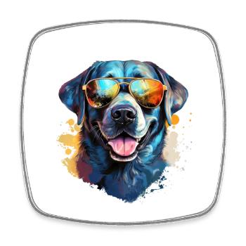Labrador with sunglasses - Square fridge magnet - white - Front
