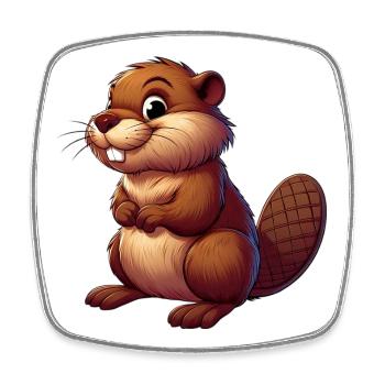 Beaver - Square fridge magnet - white - Front