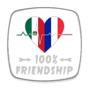 Le Mexique et la France : une amitié à 100 % - Magnet carré - blanc - Devant