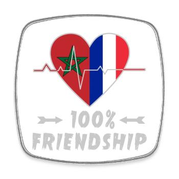 Morocco and France 100% friendship - Square fridge magnet - white - Front