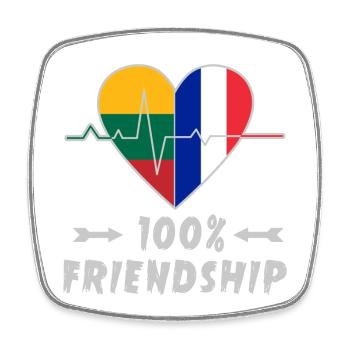Lithuania and France 100% friendship - Square fridge magnet - white - Front
