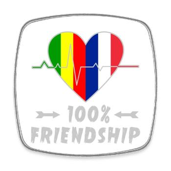 100 % amitié entre le Mali et la France - Magnet carré - blanc - Devant