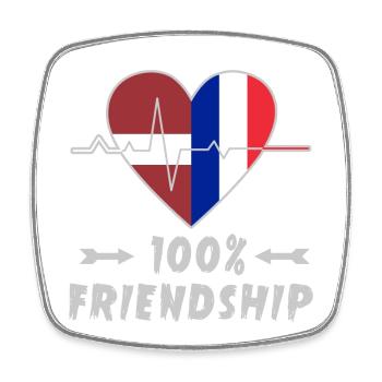 Lettland und Frankreich 100% Freundschaft - Viereckiger Kühlschrankmagnet - Weiß - Vorne