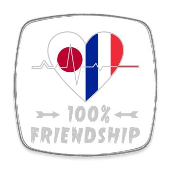 Japan und Frankreich 100% Freundschaft - Viereckiger Kühlschrankmagnet - Weiß - Vorne