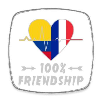 Colombia and France 100% friendship - Square fridge magnet - white - Front