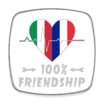 Italy and France 100% friendship - Square fridge magnet - white - Front