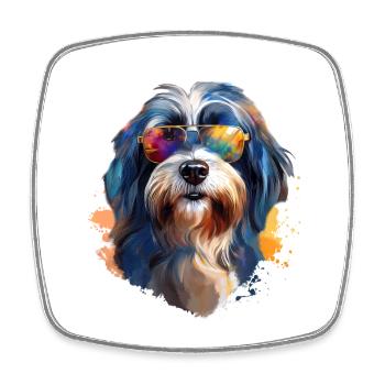 Tibet Terrier mit Sonnenbrille - Viereckiger Kühlschrankmagnet - Weiß - Vorne