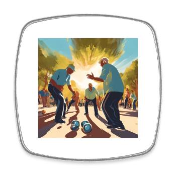 Pétanque, Pétanque-Fan, Bowler - Viereckiger Kühlschrankmagnet - Weiß - Vorne