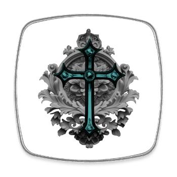 Grabstein-Ornament, Kreuze, gothic design - Viereckiger Kühlschrankmagnet - Weiß - Vorne