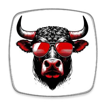 Bull - Square fridge magnet - white - Front