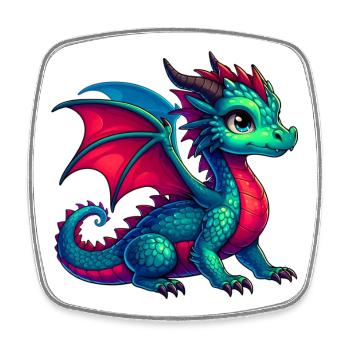 Drache - Viereckiger Kühlschrankmagnet - Weiß - Vorne