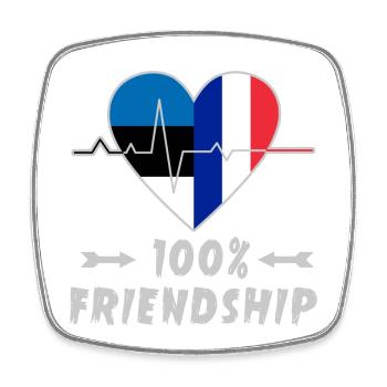 Estland und Frankreich 100% Freundschaft - Viereckiger Kühlschrankmagnet - Weiß - Vorne