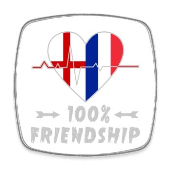 England und Frankreich 100% Freundschaft - Viereckiger Kühlschrankmagnet - Weiß - Vorne