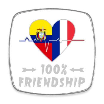 Ecuador and France 100% friendship - Square fridge magnet - white - Front