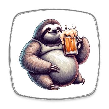 Dad Bod Bierbauch Bier Faultier Geschenk - Viereckiger Kühlschrankmagnet - Weiß - Vorne
