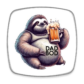 Dad Bod Bierbauch Bier Faultier Geschenk - Viereckiger Kühlschrankmagnet - Weiß - Vorne