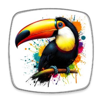 Toucan - Magnet carré - blanc - Devant