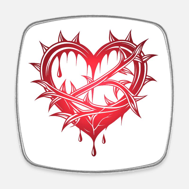 Coeur avec épines - Magnet carré - blanc