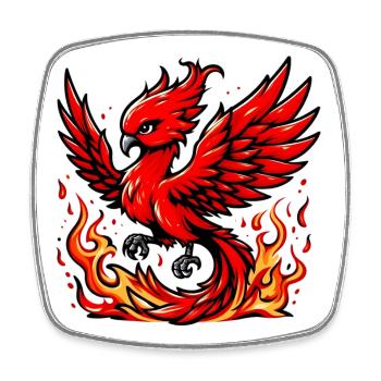 Red Phoenix - Square fridge magnet - white - Front